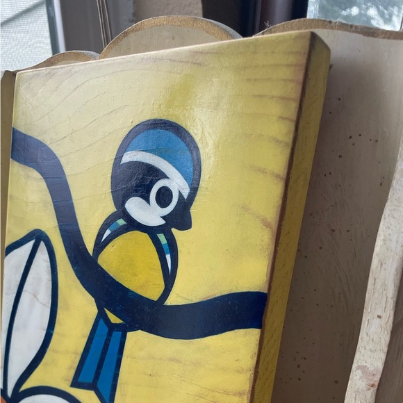 Yellow & Blue Bird Wall Art Hand Painted on Wood - Picture 8 of 12
